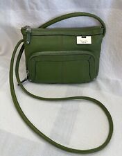 Tignanello Genuine Leather Green Purse Handbag Shoulder Crossbody Bag Zipper