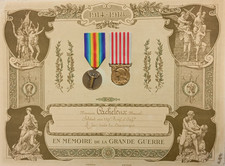 09/25 (CRB296) DIPLOME militaire avec médailles guerre 14/18 FRENCH MEDAL