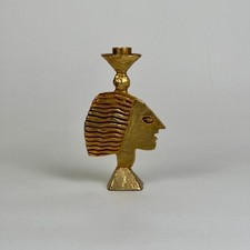 Pierre Casenove for Fondica France Vintage Gilt Bronze Head Bust Candlestick