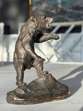 Artist Signed Small Vintage Bronze Grizzly Bear Figurine ONE OF A KIND Hand made