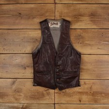 Vintage Schott Leather Gilet S 80s Vest USA Made Brown