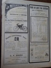 MOTORCYCLE BAG + GOERZ + PAZ &SILVA sterilizer OTTO pub paper ILLUSTRATION 1907