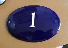 Rare anciene plaque numéro 1  de rue maison Porcelaine de Limoges bleu cobalt.