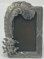 Miniature Pewter Picture Frame Medieval Court Jester French Fork Beard Triboulet