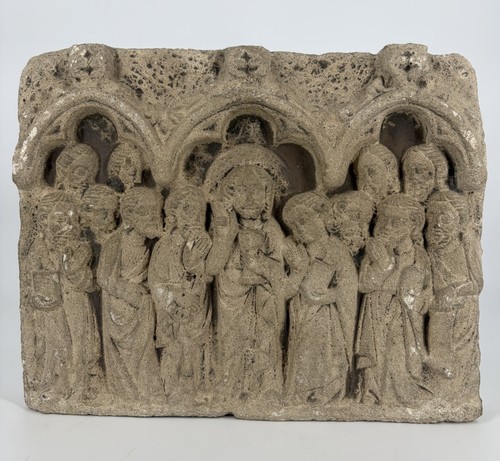 Bas relief religieux - relief, pierre