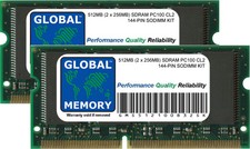 512MB (2 X 256MB) PC100 100MHz 144-PIN Sdram Sodimm IMAC G3 Powerbook G3/G4 RAM