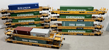 Large Lot HO TTX DTTX Intermodal Deep Well Stack Container Car Evergreen China
