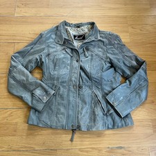 Veste en cuir Mariel grise –