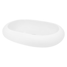 Lavabo vasque céramique a poser évier ovale lave-mains bain blanc 630 x420 mm