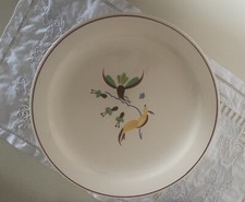 6 Anciennes Assiettes Faïence De Salins Oiseaux Exotiques Vintage 