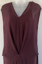 $435 Mes Demoiselles Pavot Art Deco 100% Silk Sheer Slip Dress Deep Purple 38/8
