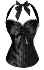 Corset zippé satin noir dos