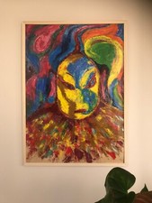 ART BRUT.Portrait.Huile sur