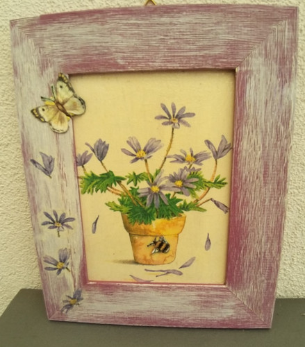 Tableau cadre bois collages - cadre,