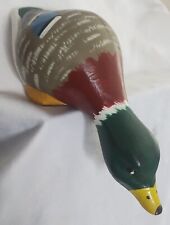 Bibelot canard décoratif en bois signée Art populaire Québec