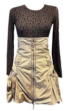Jupe  taille haute beige top marron noir imprimé   Marithé et François Girbaud