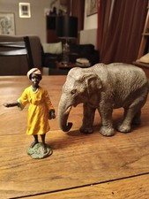 Ancien Santon, Cornac Et Son Éléphant, En Elastolin / Lineol 