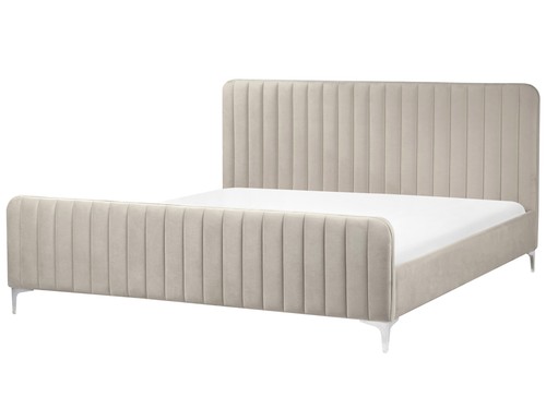 Lit double velours taupe - double, en