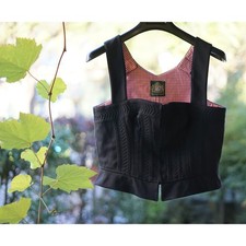 BLACK TYROLEAN BODICE VEST size 48 it Hammersachmid