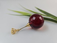 Perles d'ambre rondes Pendentif boule d'ambre rouge Collier en argent...
