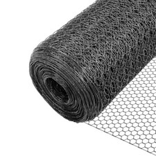 VOUNOT Grillage a poule avec fils 13mm en PVC gaine gris 1x50M