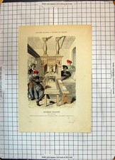 Antique Old Print Colour Costumes Paris Imprimerie Parisienne Men Cesianum