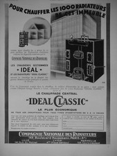 PRESS AD 1931 IDEAL CLASSIC CENTRAL HEATING FOR 1000 RADIATORS