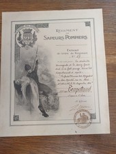 Certificate of Courageous Driving Firefighter of Paris November 1915 4th Company