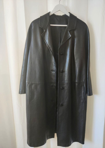 Manteau vintage cuir noir - vintage,