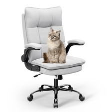 Chaise De Bureau Ergonomique Grise, Accoudoirs Pliables, 150 KG Supporté