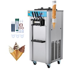 VEVOR Machine à Crème Glacée Appareil à Glace Italienne 3 Saveurs 21-31 L/h