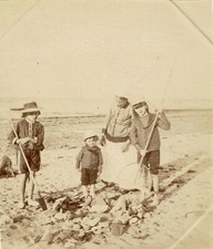 BEACHFRONT Ca 1895 Beach Games & Fishing