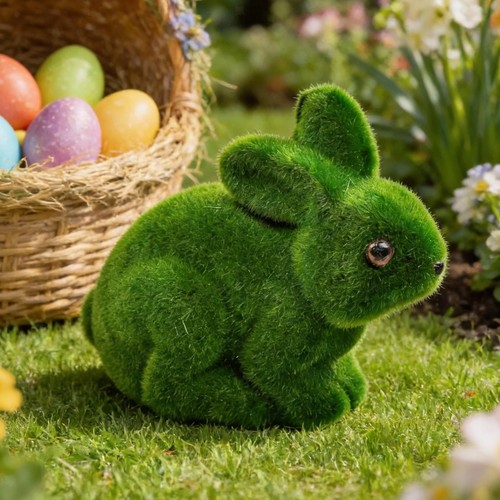 Statue lapin floqué - de,
