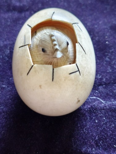 Netsuke japonais ancien oeuf - netsuke,