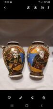 Paire De Petits Vases "Satsuma" Porcelaine Japonaise 