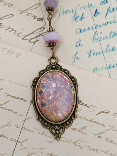 Collier vintage confetti glass - collier,