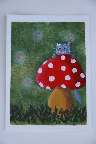Aceo original gouache - original, painting