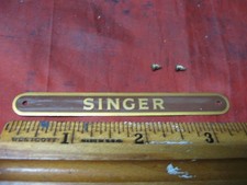Singer 404 403A Sewing Machine Badge Emblem Logo Name Plate w/ Pins VINTAGE