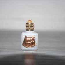 3.6 cm high, empty perfume miniature, cat head, empty perfume bottle