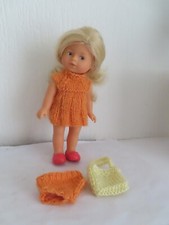 DERNIER vetement poupée mini-corolle 20cm-3 pieces-robe,sac,culotte orange NEUF 