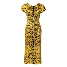 Robe DOLCE & GABBANA Jaune Polyester Léopard Midi Sheath IT38/US4/XS 2780usd