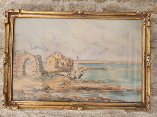 Ancien tableau aquarelle - tableau,