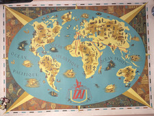 Original poster 50' Planisphere Aviation TAI François LESOURT number 500ex