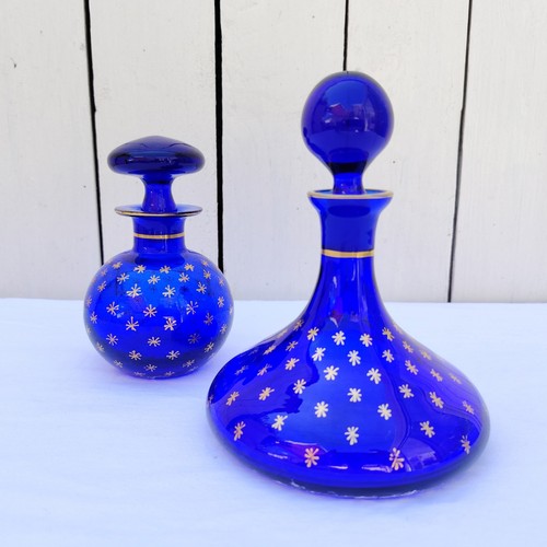 Paire flacons verre bleu - verre,