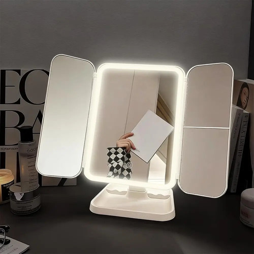 Miroir maquillage trifold - maquillage, led