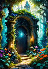 Porte enchantée dans forêt magique – Photo A4 – Art numérique – A0077