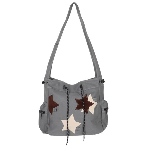 Cute grey canvas messenger bag - grey,