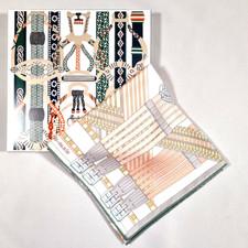 RARE VINTAGE HERMES Silk Scarf "Sangles en Zigzag" Carre 90 Duty-free US