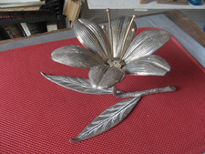 ++"539.22" Vintage 1970s Silver Metal Flower Ashtray