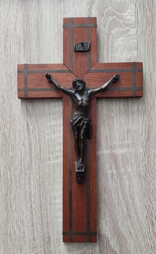 Crucifix ancien bois massif - ancien,